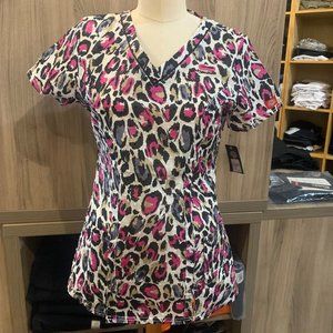 Cherokee Animal Print Scrub Top